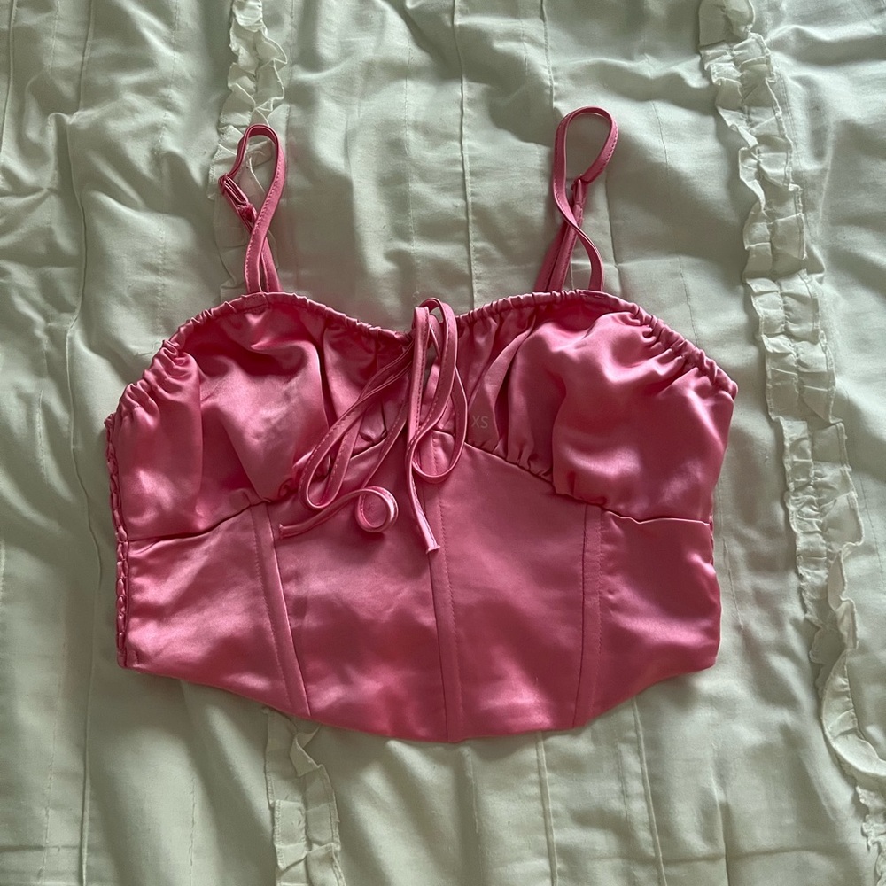 NWT Womens pink satin corset top